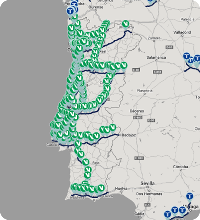 Mapa con los peajes de Portugal